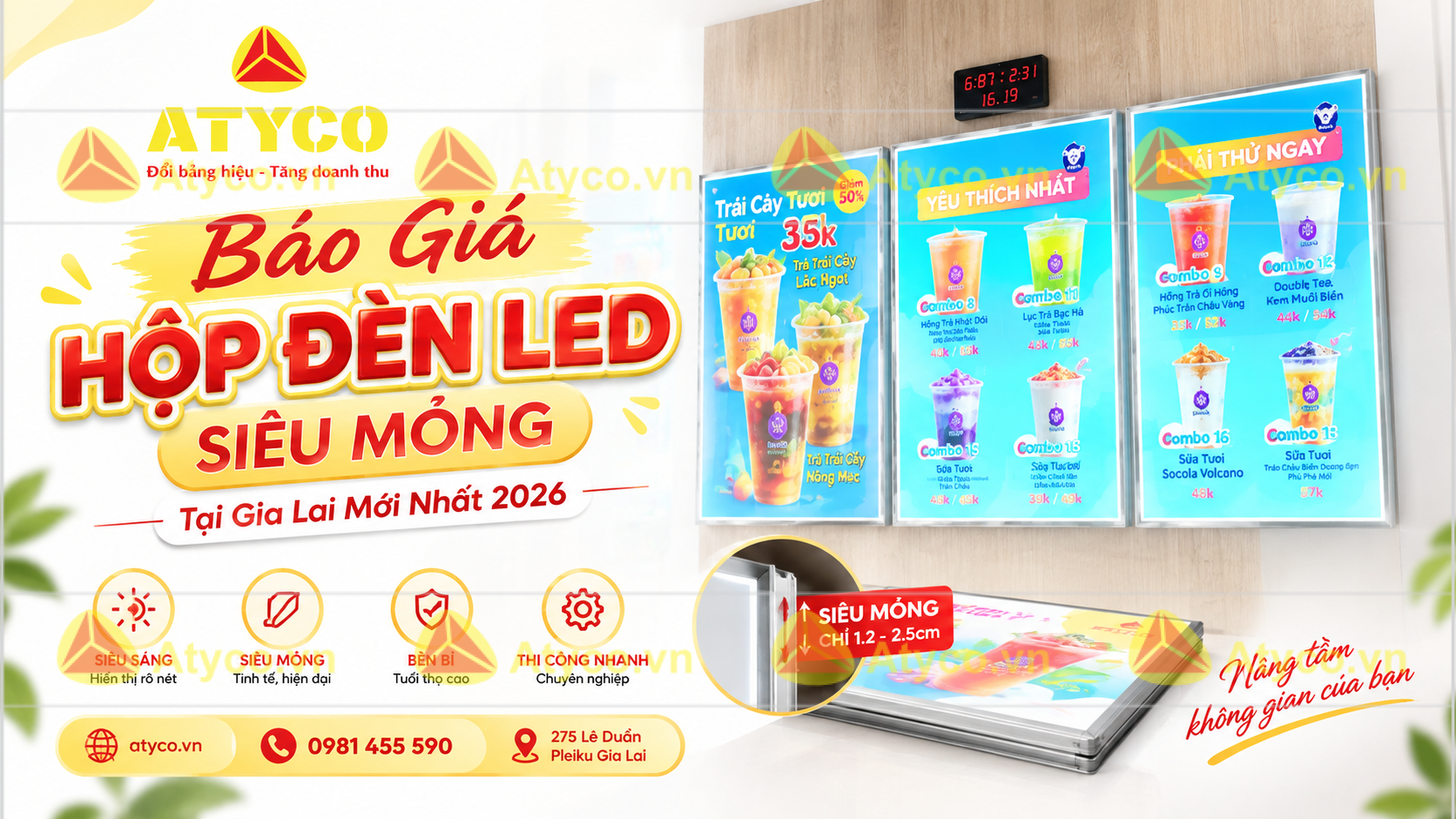 hộp đèn led siêu mỏng tại Gia Lai